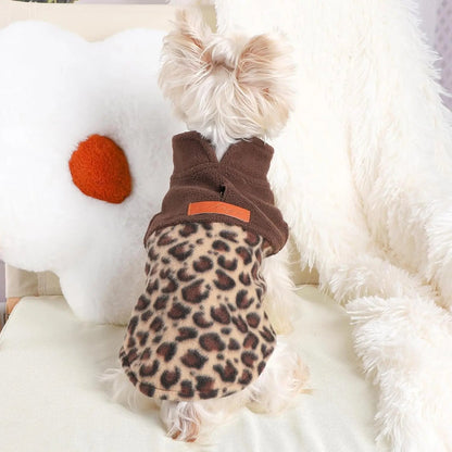 Small Dog Fleece Sweater Leopard Warm Puppy Pullover XS–L (7 color options)
