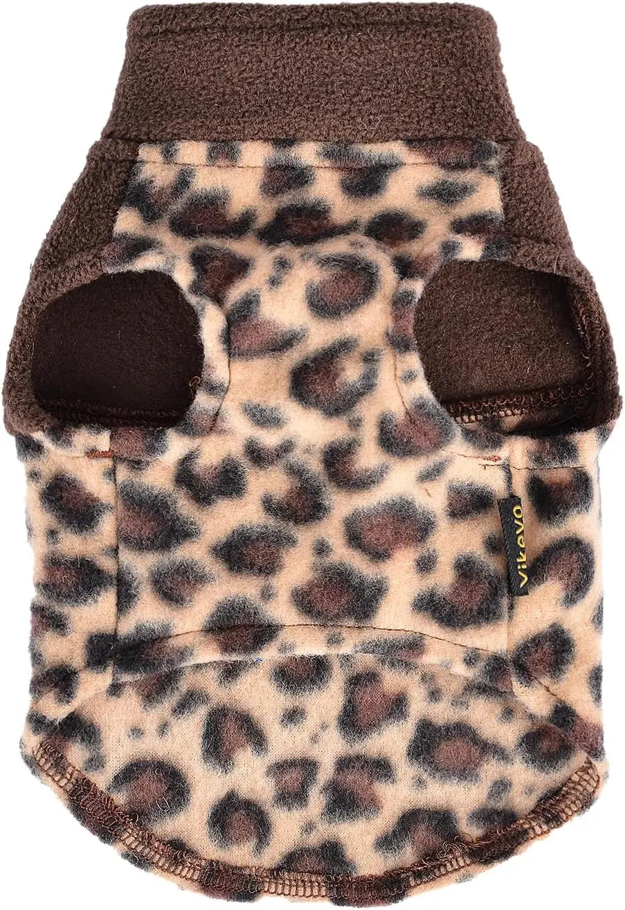 Small Dog Fleece Sweater Leopard Warm Puppy Pullover XS–L (7 color options)