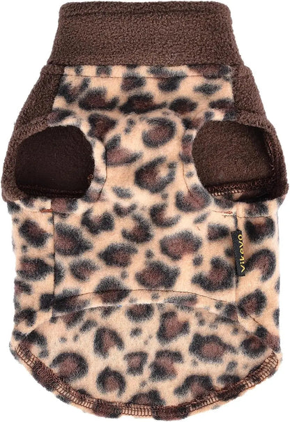 Small Dog Fleece Sweater Leopard Warm Puppy Pullover XS–L (7 color options)