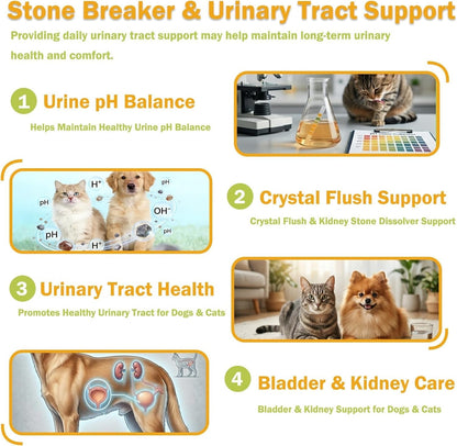 Dog Cat Urinary Tract Supplement Stone Breaker Bladder Kidney Crystal Support