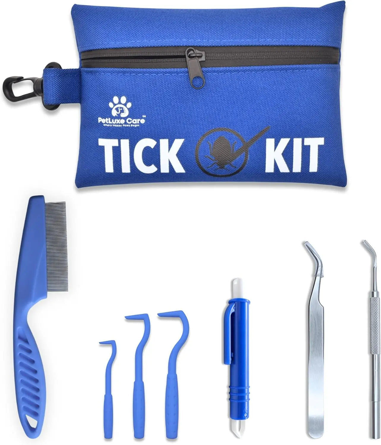 Tick Remover Kit Hooks Comb Stainless Steel Tool Dogs Cats Travel First Aid
