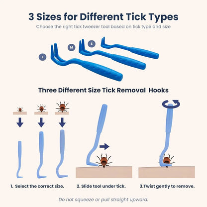 Tick Remover Kit Hooks Comb Stainless Steel Tool Dogs Cats Travel First Aid