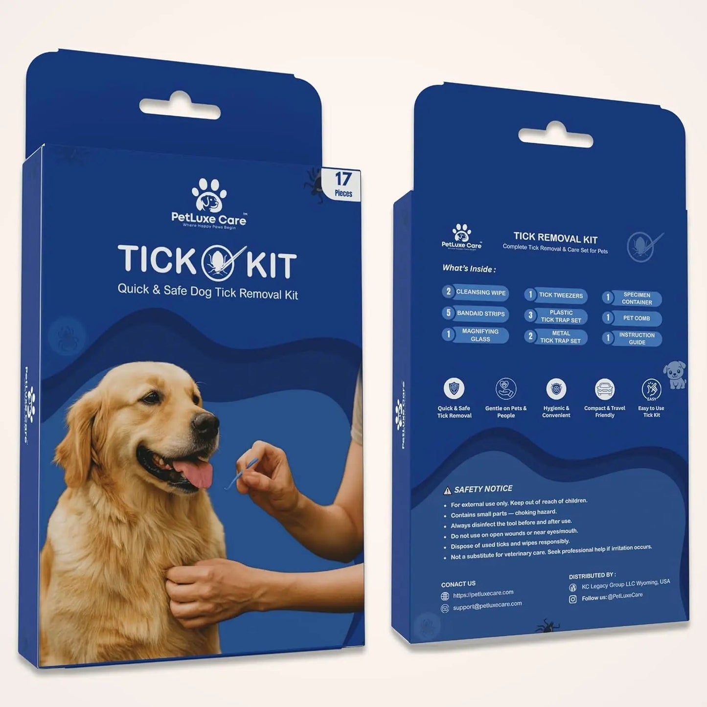 Tick Remover Kit Hooks Comb Stainless Steel Tool Dogs Cats Travel First Aid