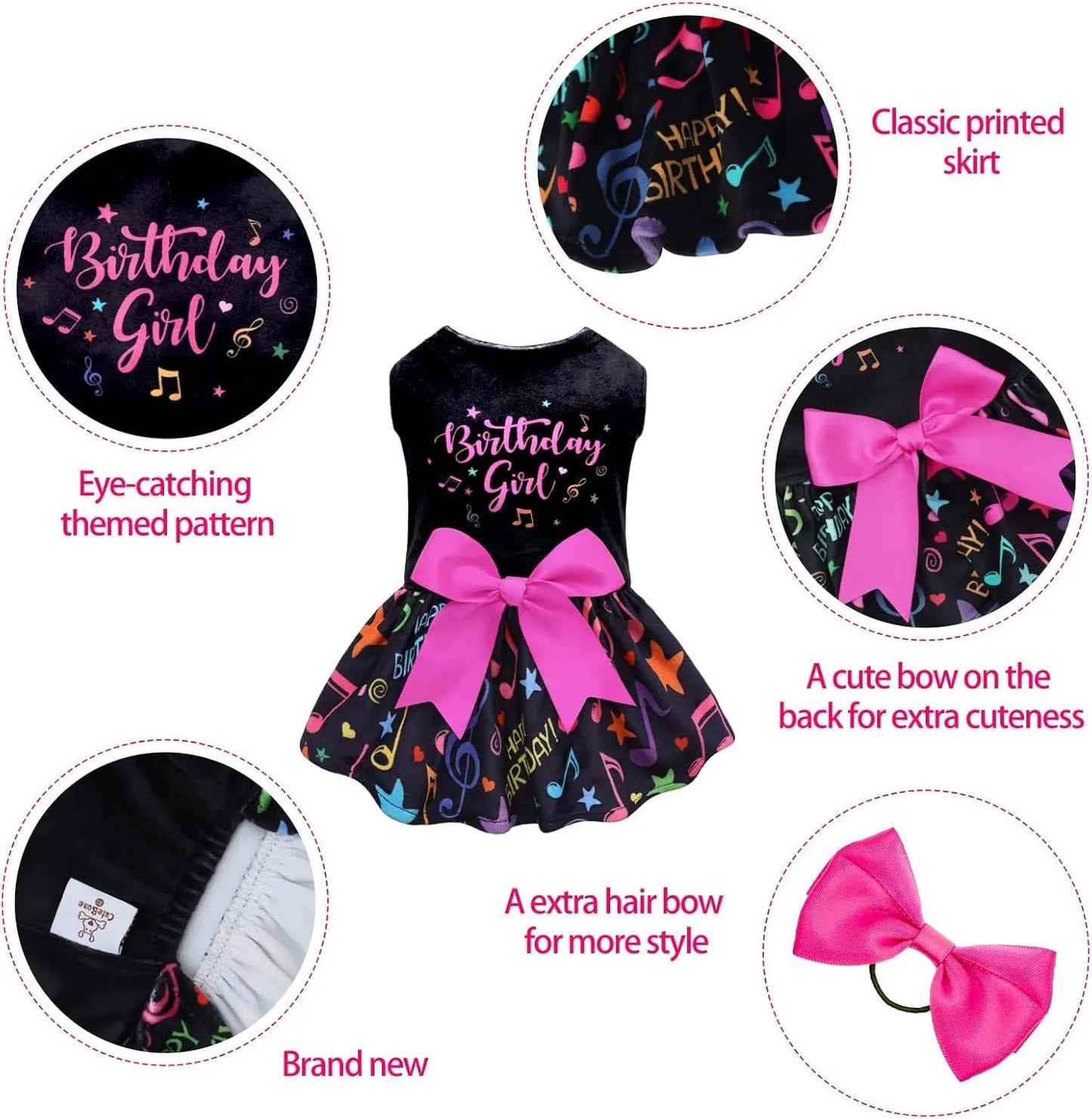 Velvet Dog Birthday and Holiday Dress  For Small Dogs Puppy Holiday Skirt XXS–L