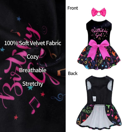 Velvet Dog Birthday and Holiday Dress  For Small Dogs Puppy Holiday Skirt XXS–L