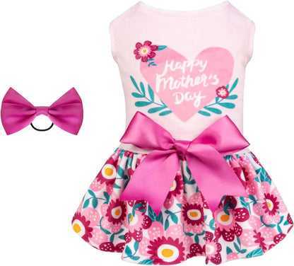 Velvet Dog Birthday and Holiday Dress  For Small Dogs Puppy Holiday Skirt XXS–L