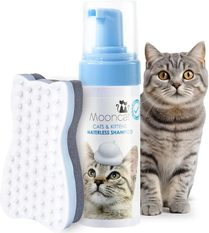 Waterless Cat Shampoo Foam & Brush Kit No Rinse Hypoallergenic 5oz