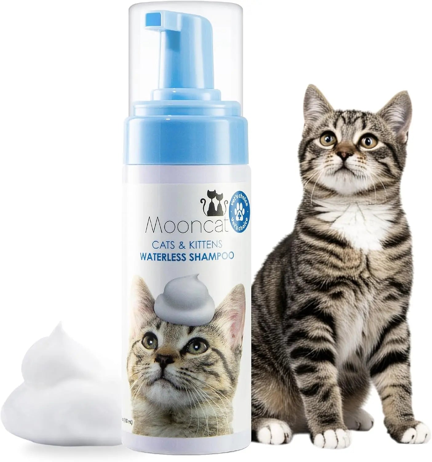 Waterless Cat Shampoo Foam & Brush Kit No Rinse Hypoallergenic 5oz