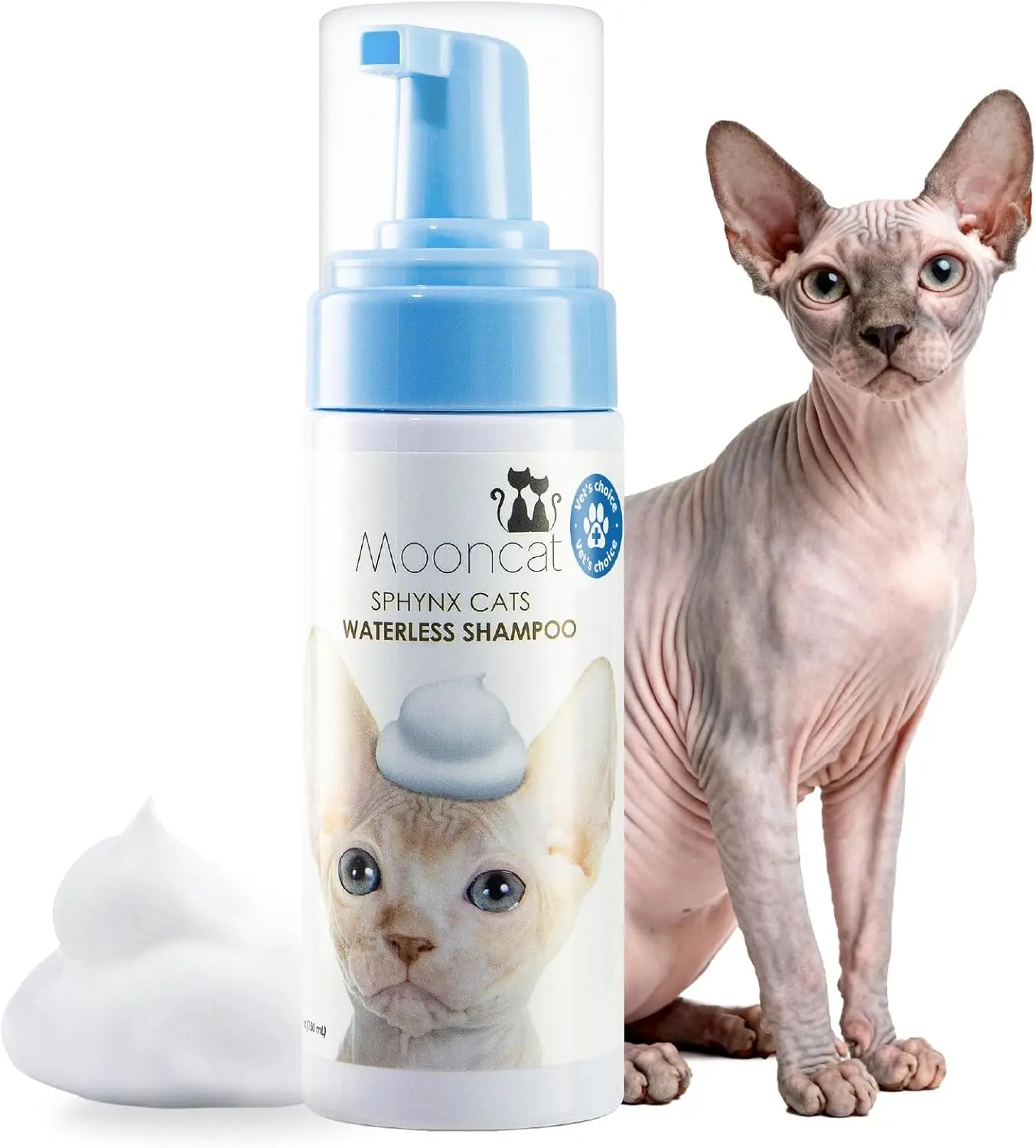 Waterless Cat Shampoo Foam & Brush Kit No Rinse Hypoallergenic 5oz