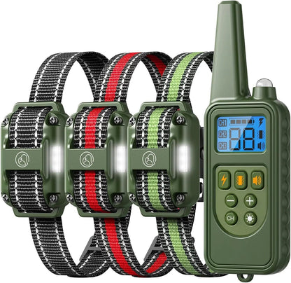 Waterproof Dog Training Collars for up to 3 Dogs 2600FT Remote IPX7 Rechargeable
