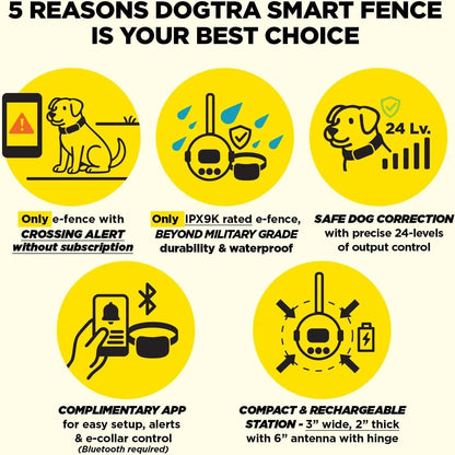 Wireless Dog Fence System No Dig Waterproof Rechargeable 3/4 Acre App