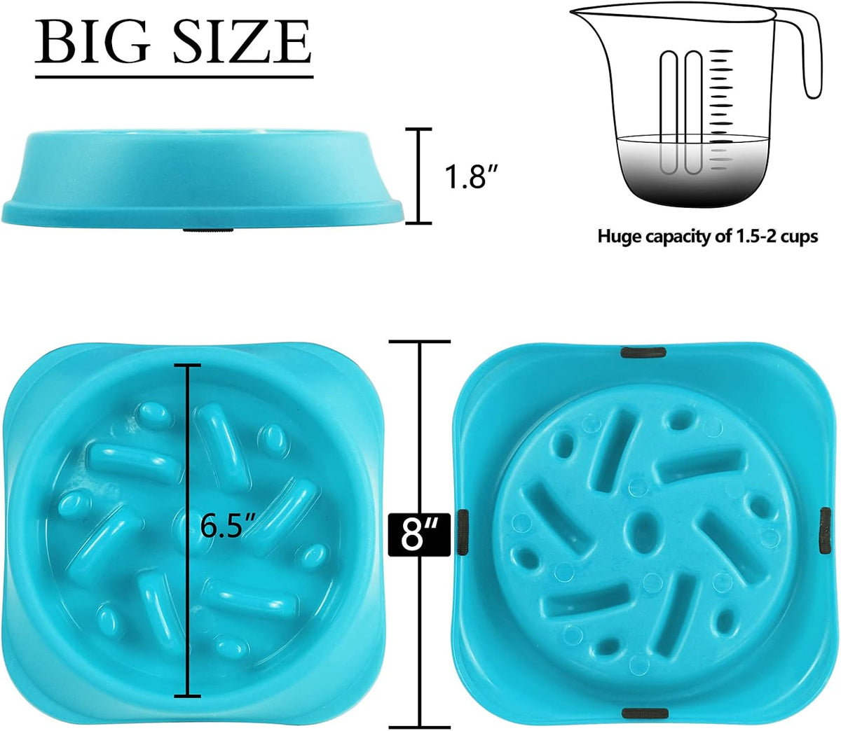 Dog Slow Feeder, Dogs Fun Slower Eating Bowl, Non-Slip Puzzle Bowls, Pet Preventing Choking Food Feeder, Anti-Gulping Healthy Stop Dog Bowl for Faster Eaters