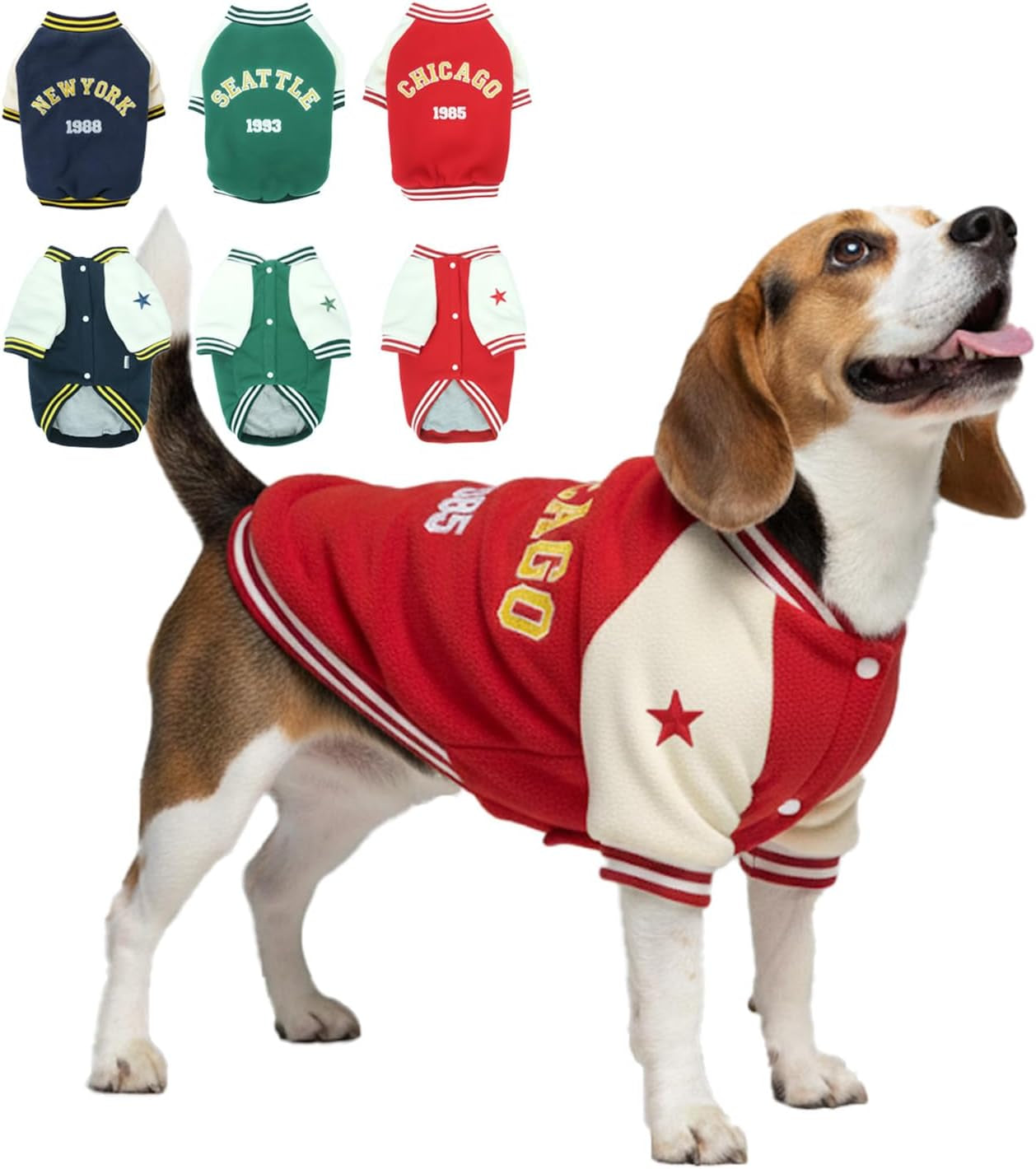 Warm Dog Varsity Jacket Heavyweight Fleece Pet Coat Small-4XL