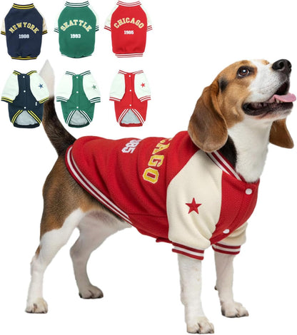 Warm Dog Varsity Jacket Heavyweight Fleece Pet Coat Small-4XL