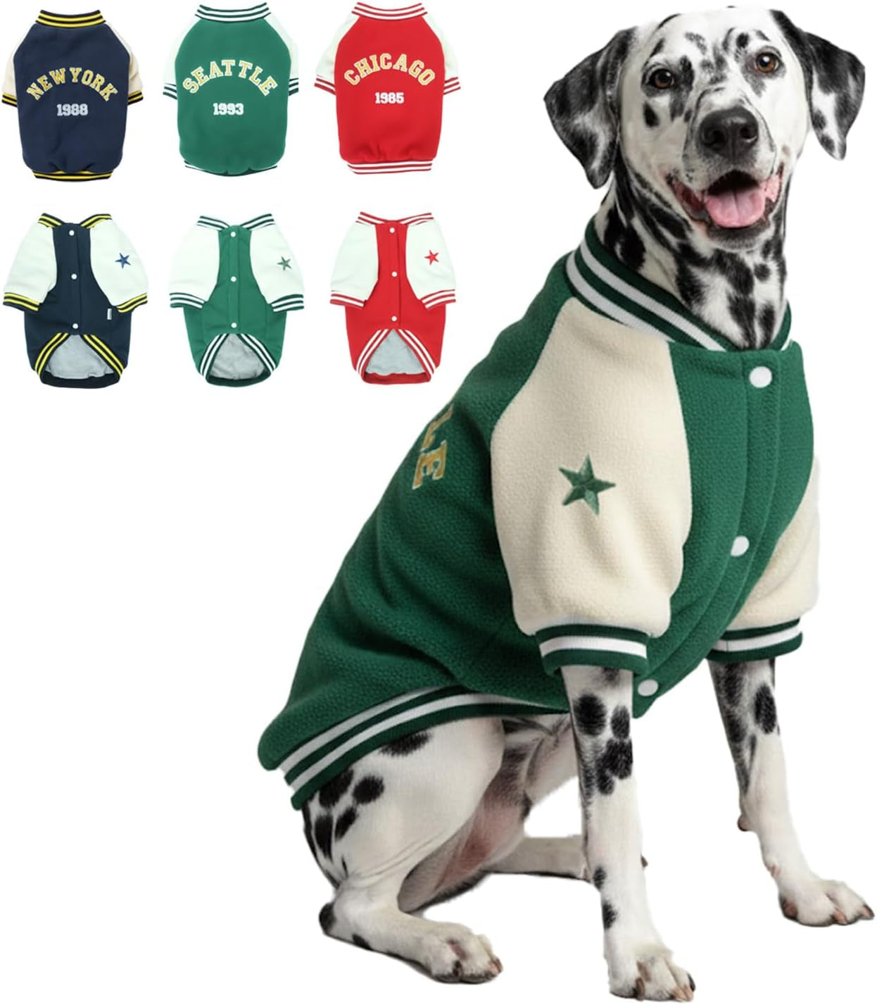 Warm Dog Varsity Jacket Heavyweight Fleece Pet Coat Small-4XL
