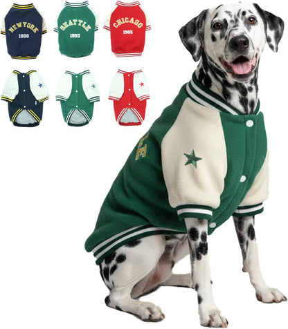 Warm Dog Varsity Jacket Heavyweight Fleece Pet Coat Small-4XL