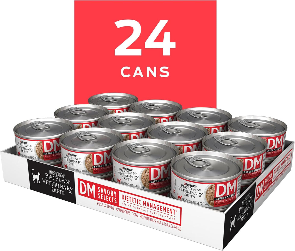 Purina Pro Plan Vet Diets DM Dietetic Management Wet Cat Food - 24 Pack (5.5 Oz Each)