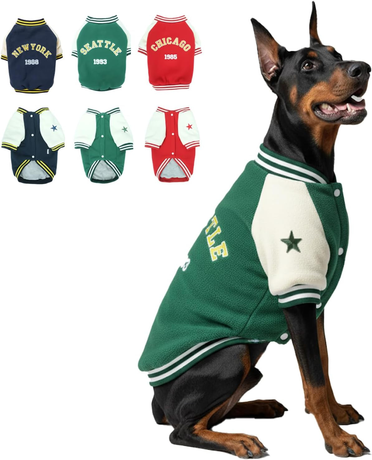 Warm Dog Varsity Jacket Heavyweight Fleece Pet Coat Small-4XL