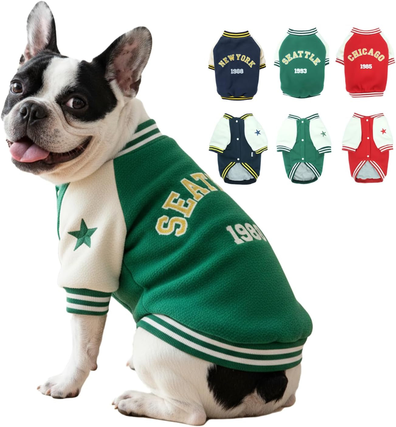 Warm Dog Varsity Jacket Heavyweight Fleece Pet Coat Small-4XL