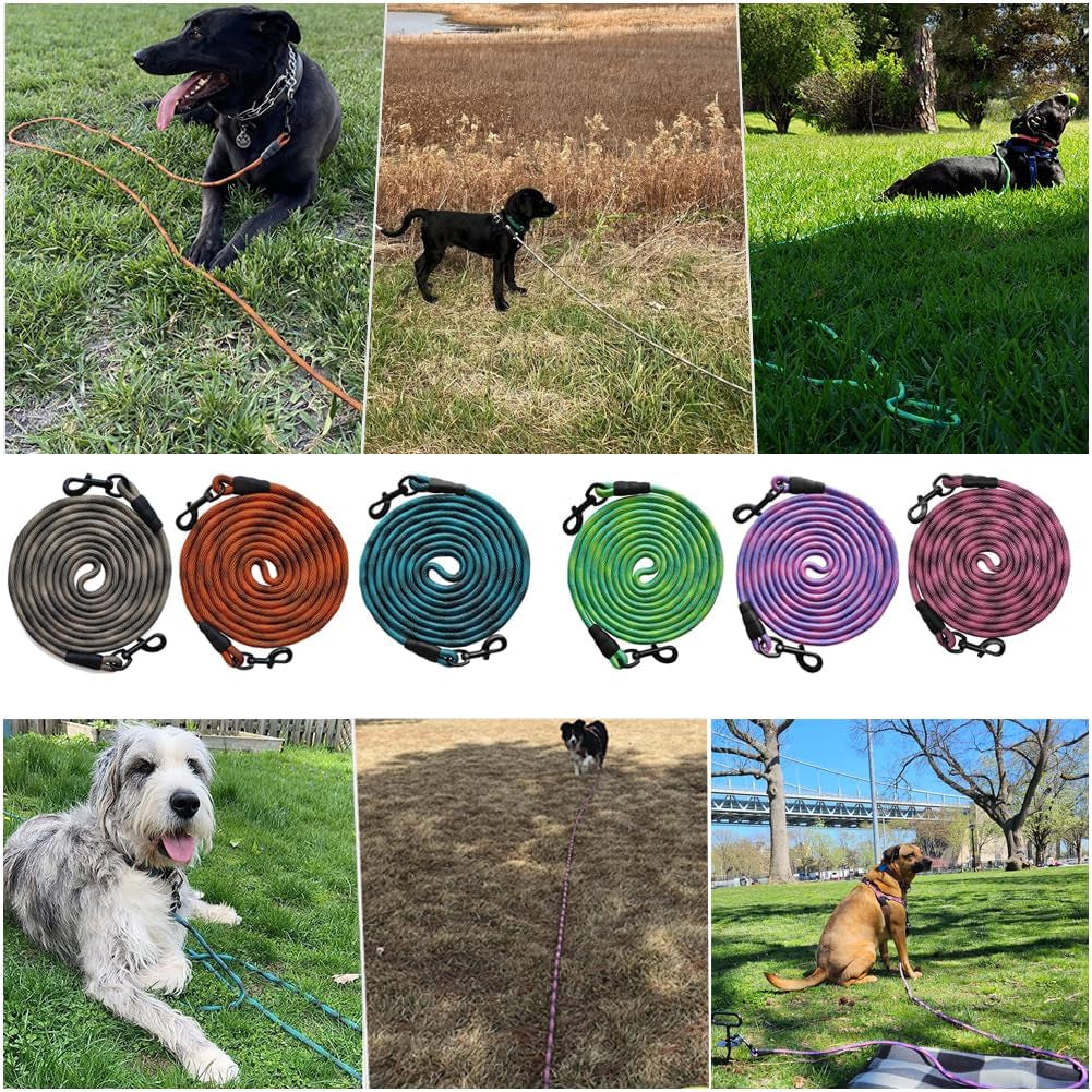 8/12/20/30/50/75Ft Dog Tie-Out Long Tether Rope Dog Lead for Yard | Large Medium Dogs Outdoor Yard Leash- Training, Playing, Camping, Backyard (Green, 50 Foot)