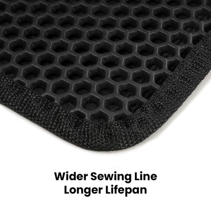 Cat Litter Mat Compact Size 23.6"X14.6" for Small Spaces, Upgrade Waterproof Leakproof Back Layer, Honeycomb Trapping Mat, Washable, Easy to Clean, Scatter Control Kitty Litter Matt, Black
