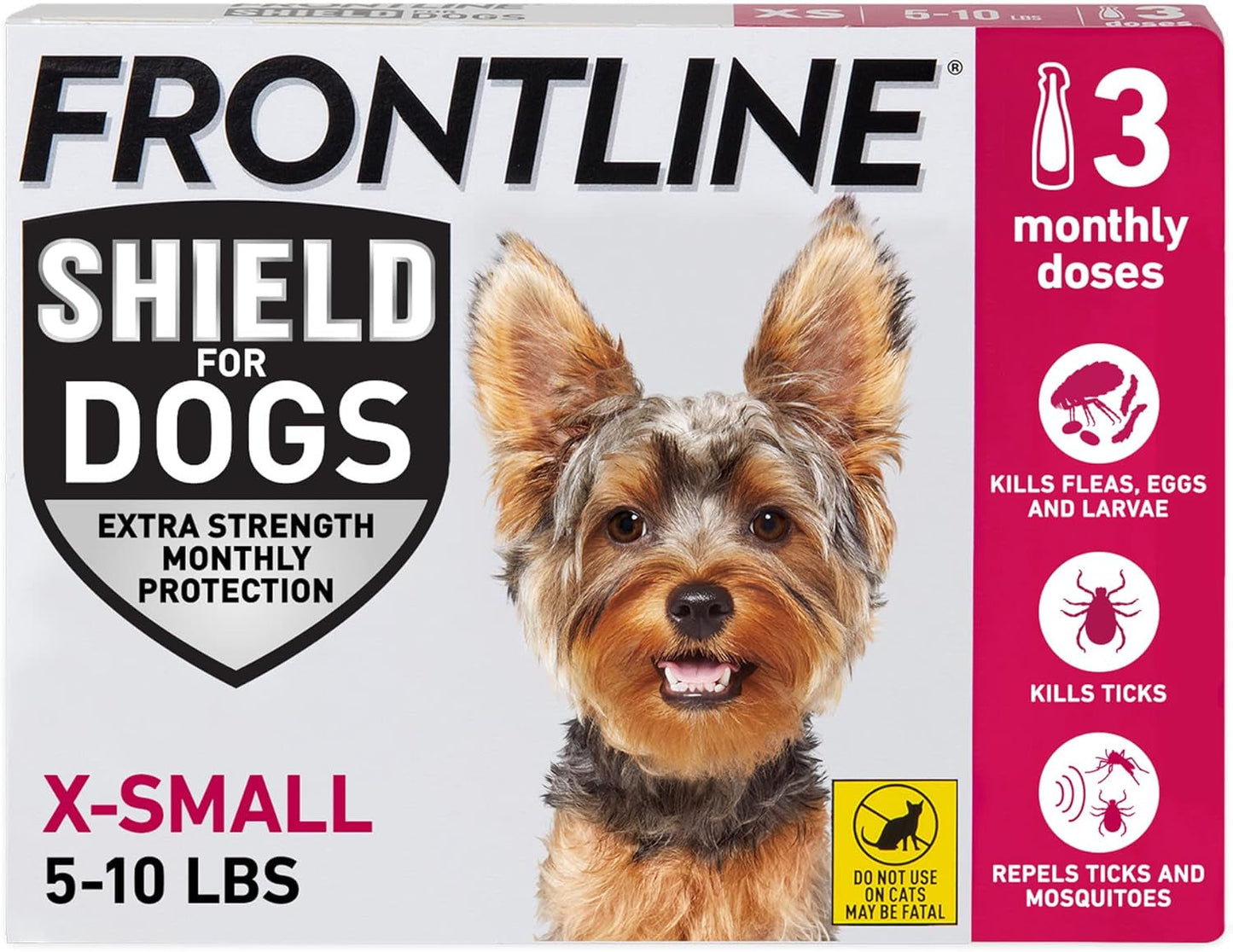 Frontline Shield Flea Tick Treatment for Dogs 5-10 lbs 3 Count