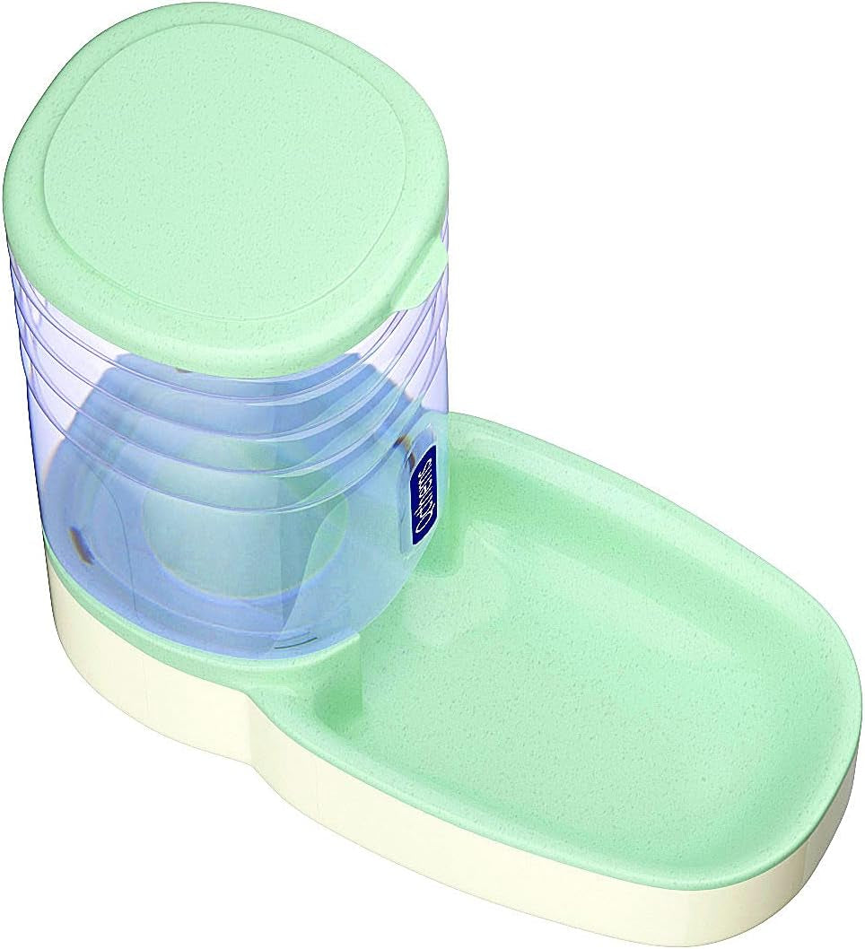 Automatic Pet Feeder Dispenser Automatic Cat Feeder Gravity Dog Feeder 1 Gallon Double Bowl Design, Suitable for Small and Medium-Sized Dogs and Cats (Green- Feeder)