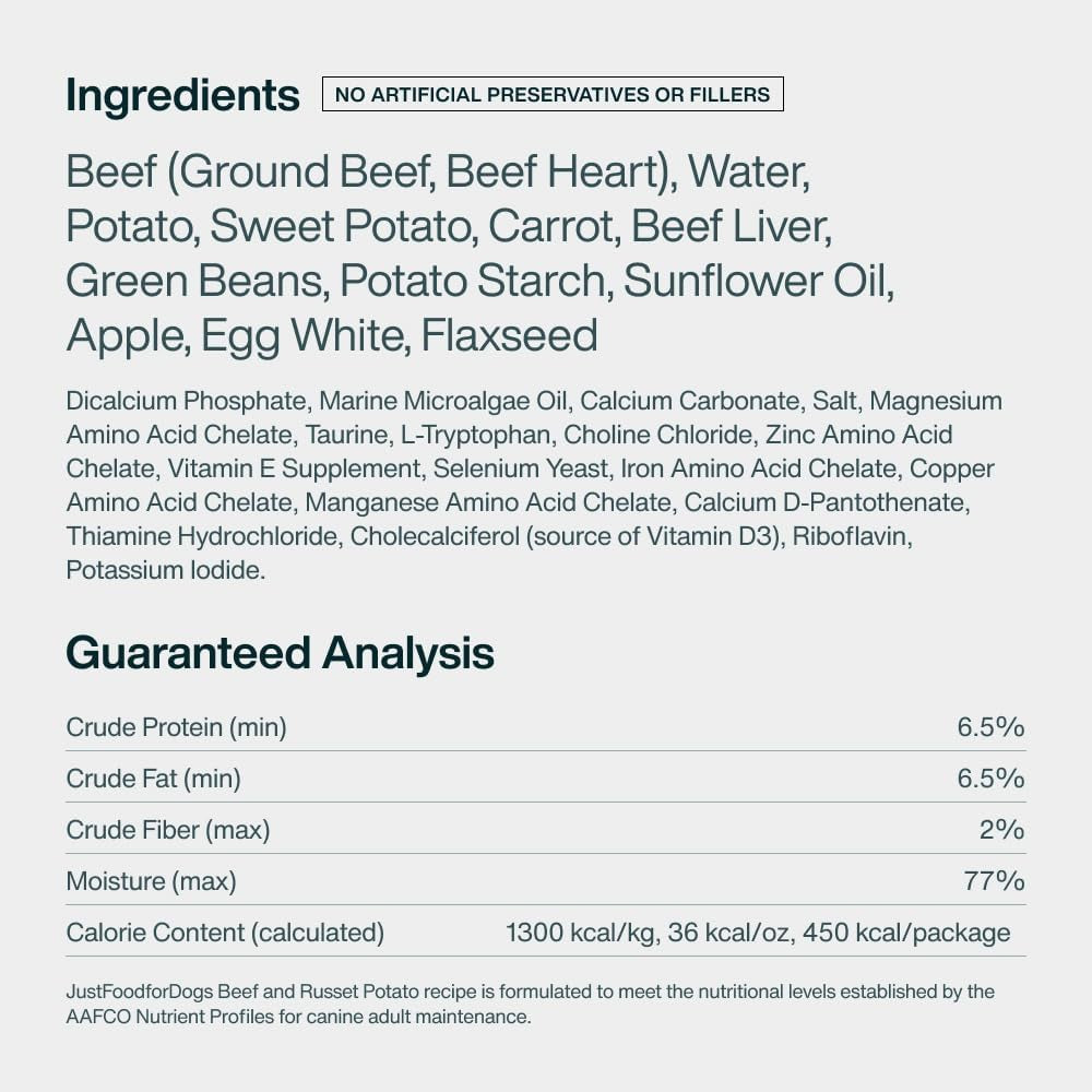 Pantry Fresh Wet Dog Food, Complete Meal or Dog Food Topper, Beef & Russet Potato Human Grade Dog Food Recipe - 12.5 Oz (Pack of 6) | Fresh Pet Meal or Fresh Dog Food Topper, Human Grade Recipe Made with Whole Foods, Preservative-Free, 12.5 Oz per Pack