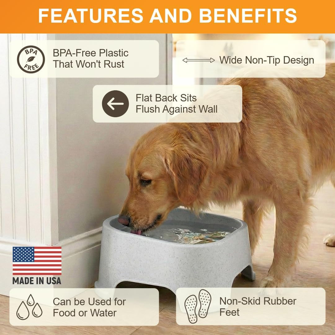 Extra Large Water Bowl for Dogs, Outdoor Dog Water Bowl (2.25 Gallon XL Capacity), Big Trough Style Food Dish for Indoors or Outside, No Spill Large Dog Bowls, Vanilla Bean
