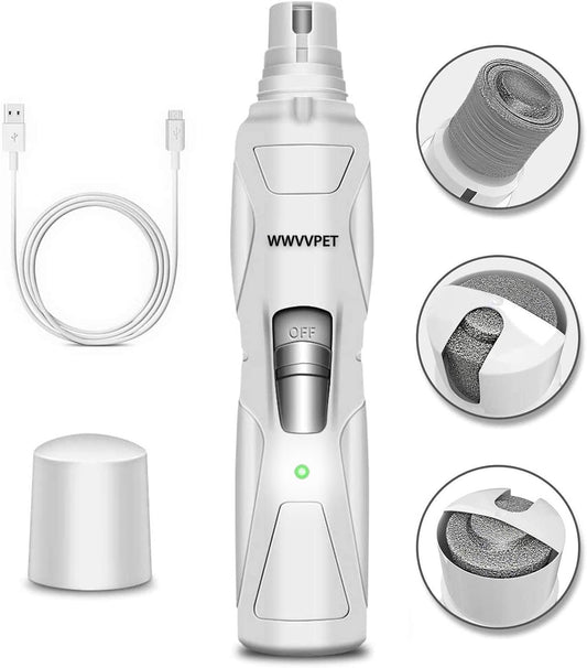 Pet Nail Grinder with LED Light & 2 Grinding Heads, 2-Speed Low Noise | More Powerful Dog Nail Grinder, Pet Nail Trimmer File, Painless Paw Claw Care, Quiet Toenail Grooming Tool for L/M/S Dog Cat