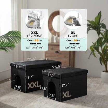 Stylish XXL Velvet Cat Litter Box Enclosure with Lift-Top Design