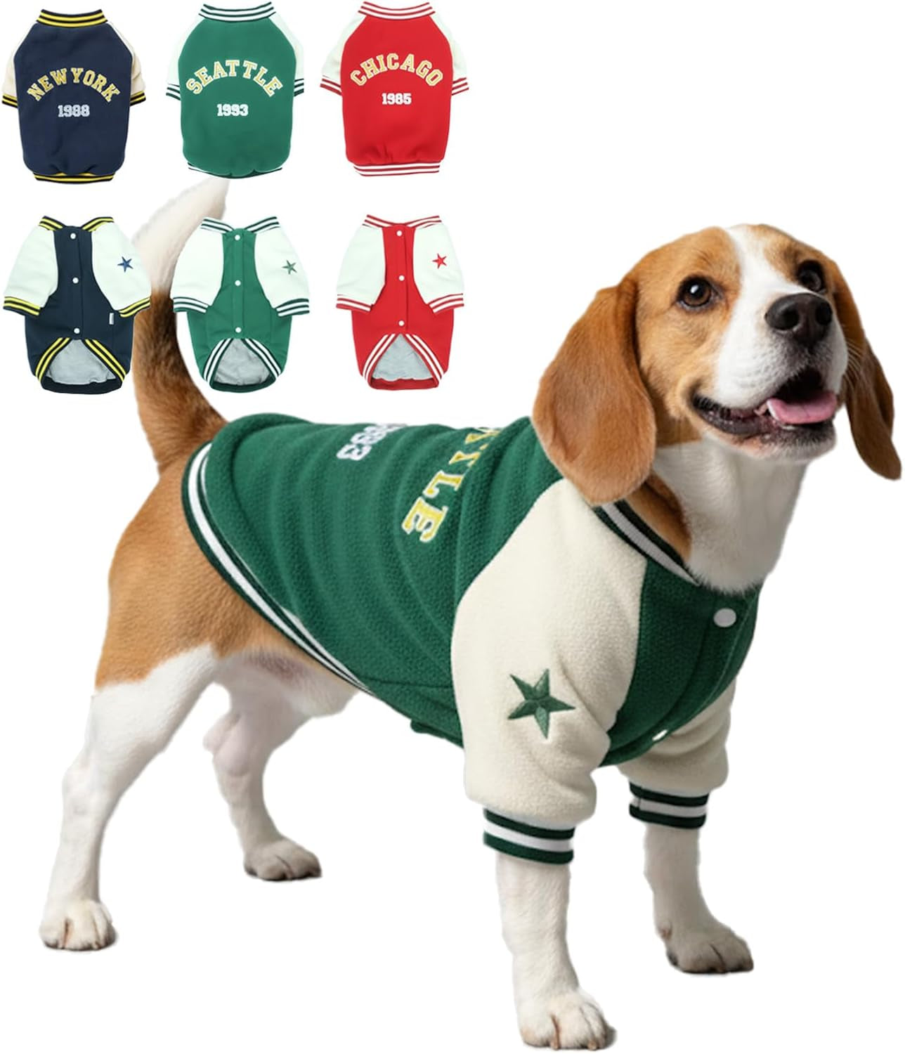 Warm Dog Varsity Jacket Heavyweight Fleece Pet Coat Small-4XL