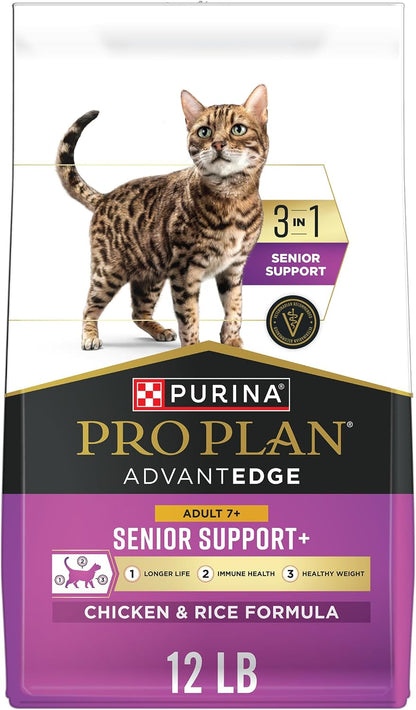 Purina Pro Plan Advantedge Senior Support Dry Cat Food with Chicken - 12 lb Bag for Optimal Health and Vitality