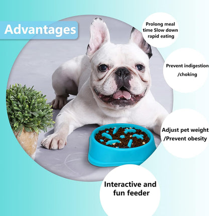 Dog Slow Feeder, Dogs Fun Slower Eating Bowl, Non-Slip Puzzle Bowls, Pet Preventing Choking Food Feeder, Anti-Gulping Healthy Stop Dog Bowl for Faster Eaters