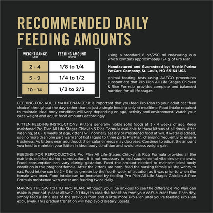Purina Pro Plan All Life Stages Chicken Formula Dry Cat Food - 3.2 lb Bag for Optimal Nutrition