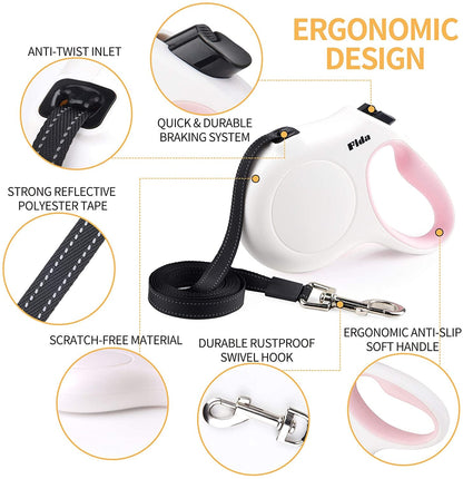 Retractable Dog Leash 16ft For Small Dogs Reflective Anti Slip Handle Bags