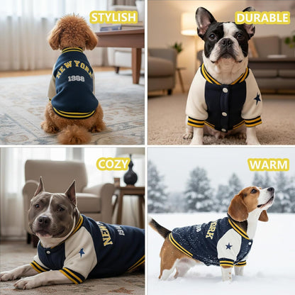 Warm Dog Varsity Jacket Heavyweight Fleece Pet Coat Small-4XL