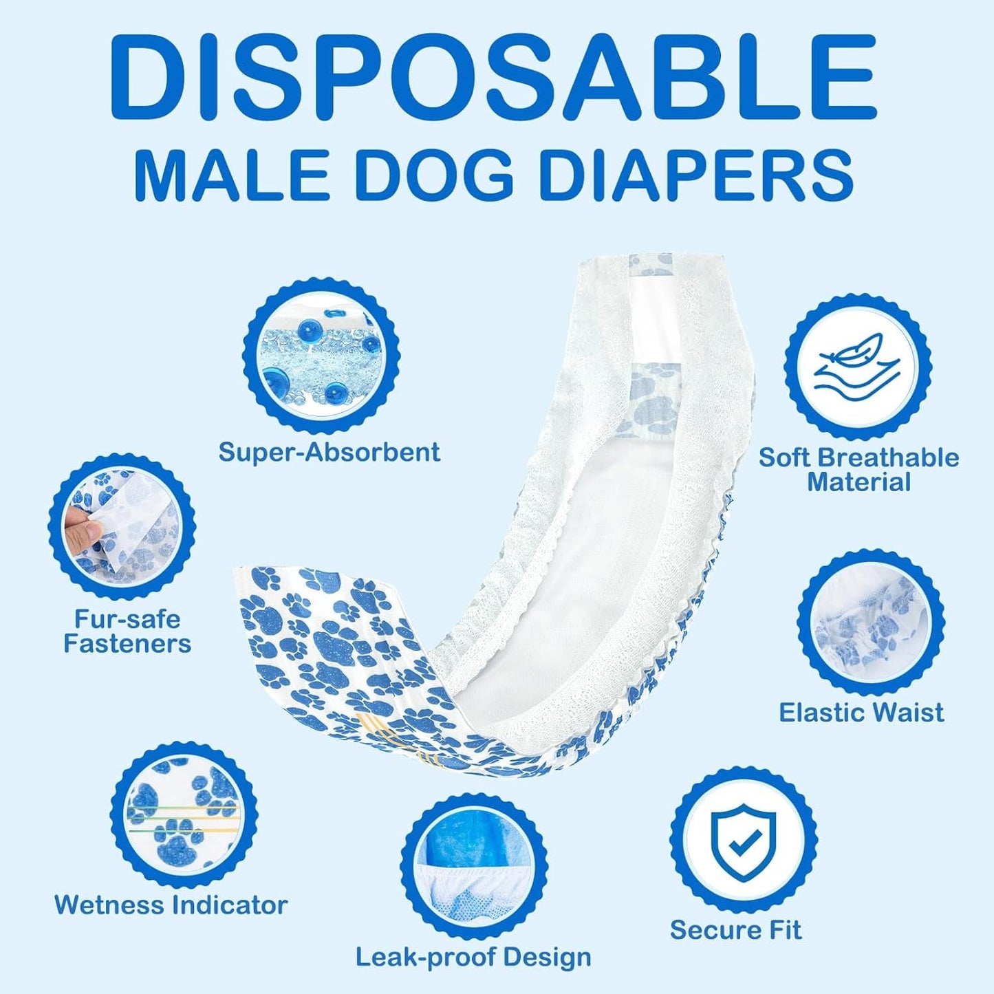 Male Dog Diapers Disposable Belly Bands | Leakproof Wraps 60 Count