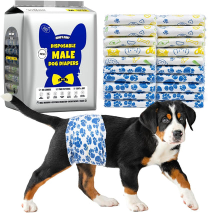 Male Dog Diapers Disposable Belly Bands | Leakproof Wraps 60 Count