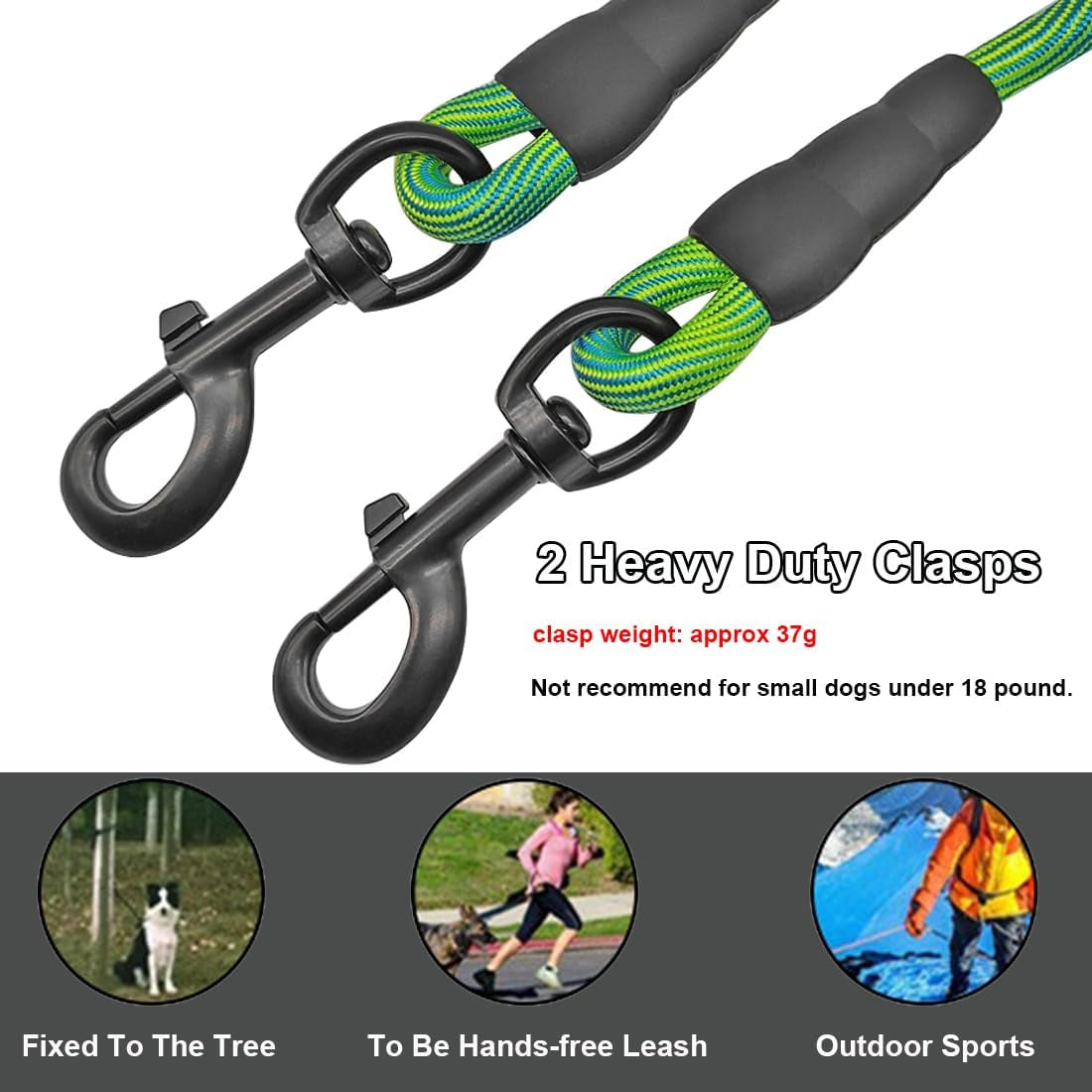 8/12/20/30/50/75Ft Dog Tie-Out Long Tether Rope Dog Lead for Yard | Large Medium Dogs Outdoor Yard Leash- Training, Playing, Camping, Backyard (Green, 50 Foot)