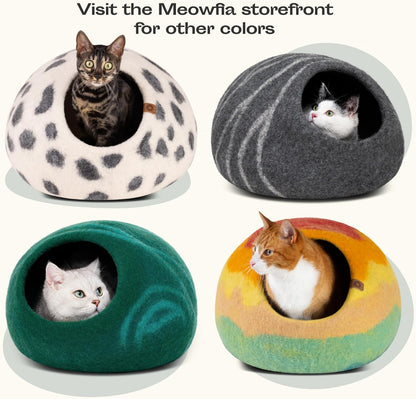 Cat Cave - Merino Wool Bed for Indoor Cats (Slate Grey, Large) | Cat Bed Enclosure, Premium Felt, Handmade, Super Soft, Lightweight, Breathable, Adjustable Shape