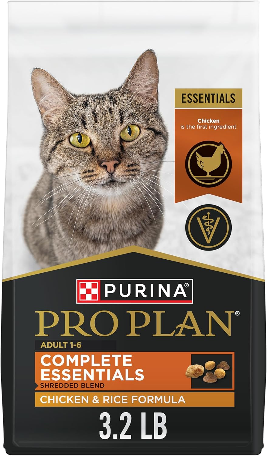 Purina Pro Plan Complete Essentials Chicken & Rice Dry Cat Food - 3.2 lb Bag for Optimal Health and Nutrition
