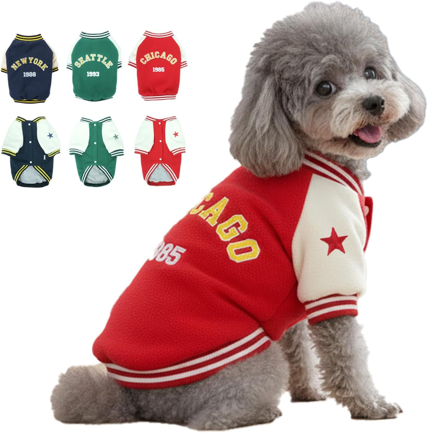 Warm Dog Varsity Jacket Heavyweight Fleece Pet Coat Small-4XL