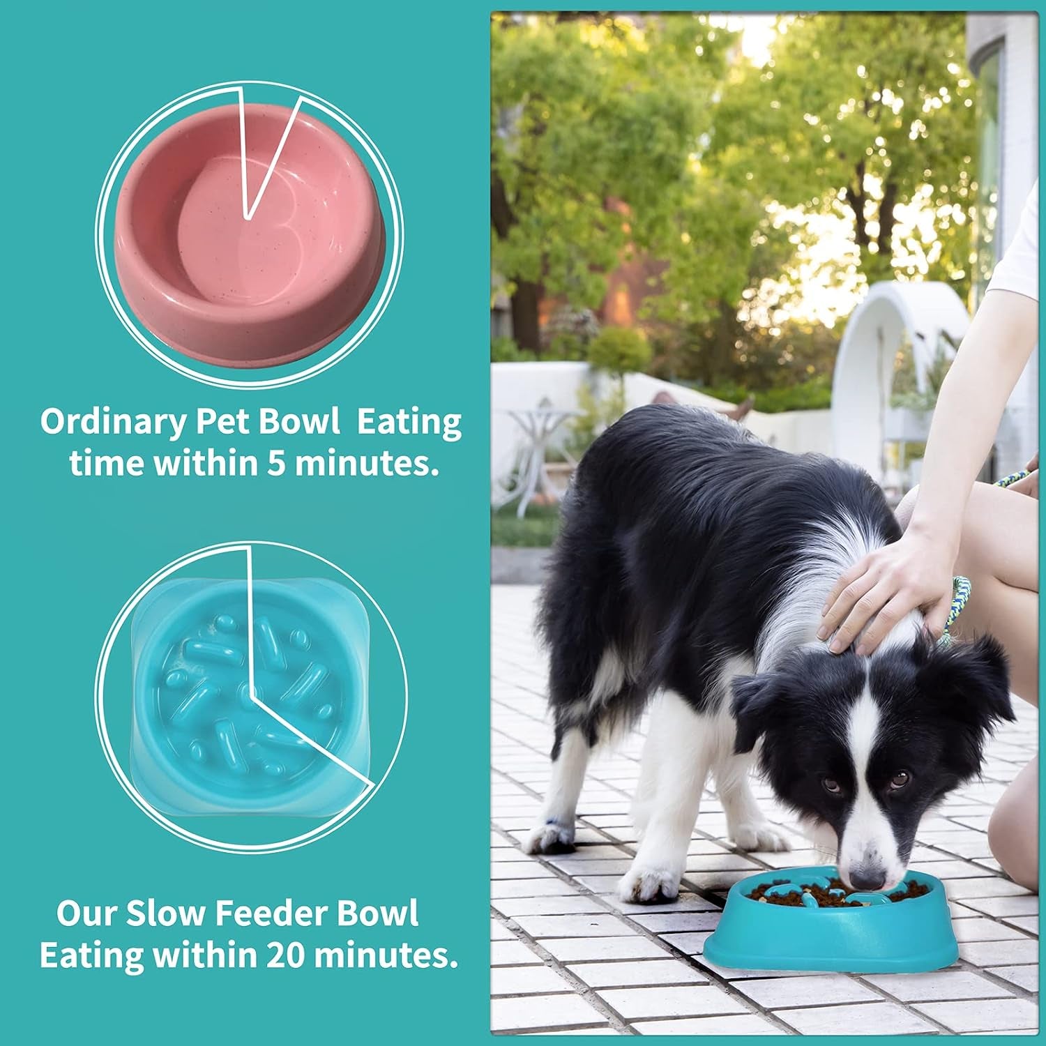 Dog Slow Feeder, Dogs Fun Slower Eating Bowl, Non-Slip Puzzle Bowls, Pet Preventing Choking Food Feeder, Anti-Gulping Healthy Stop Dog Bowl for Faster Eaters