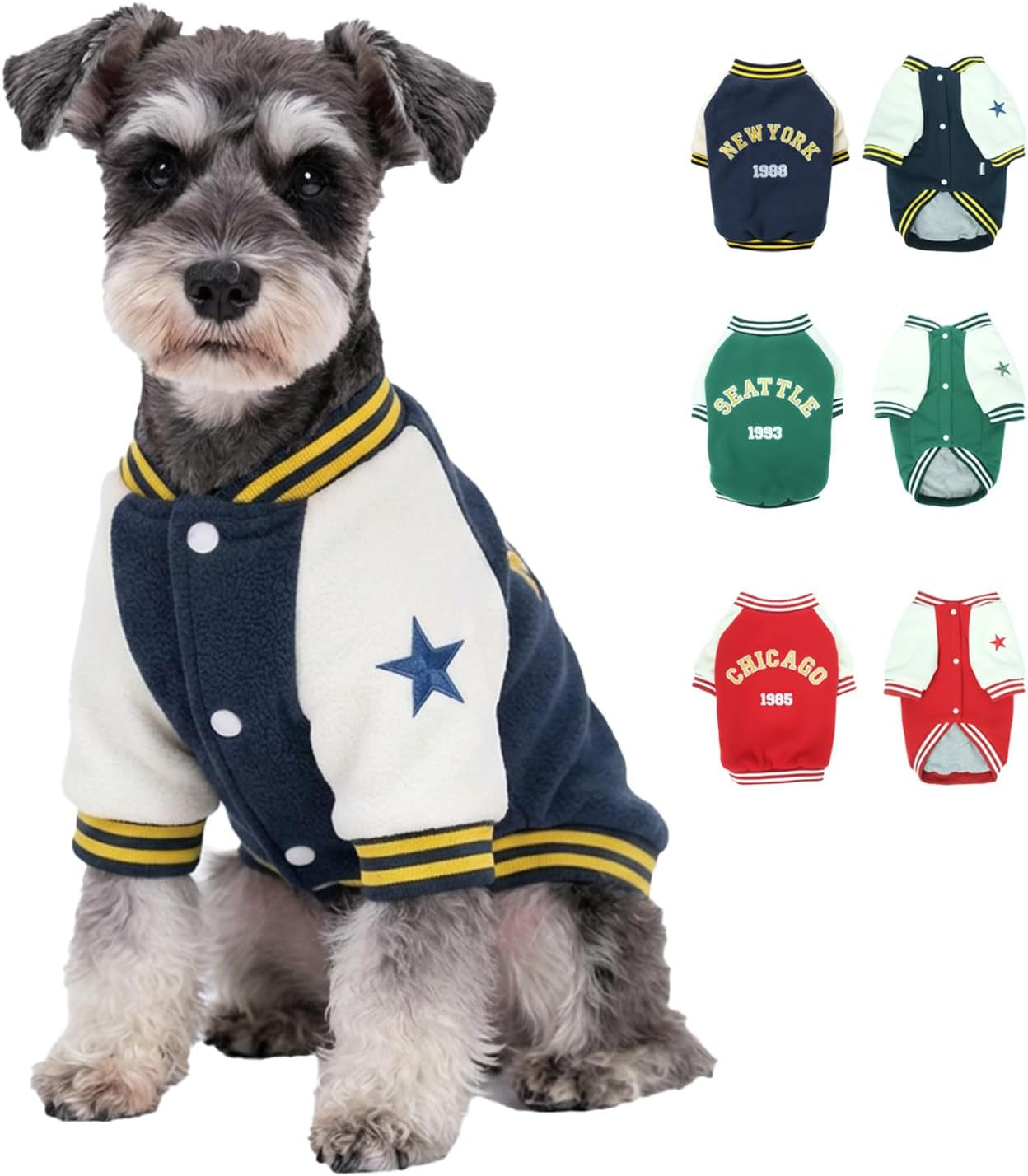 Warm Dog Varsity Jacket Heavyweight Fleece Pet Coat Small-4XL