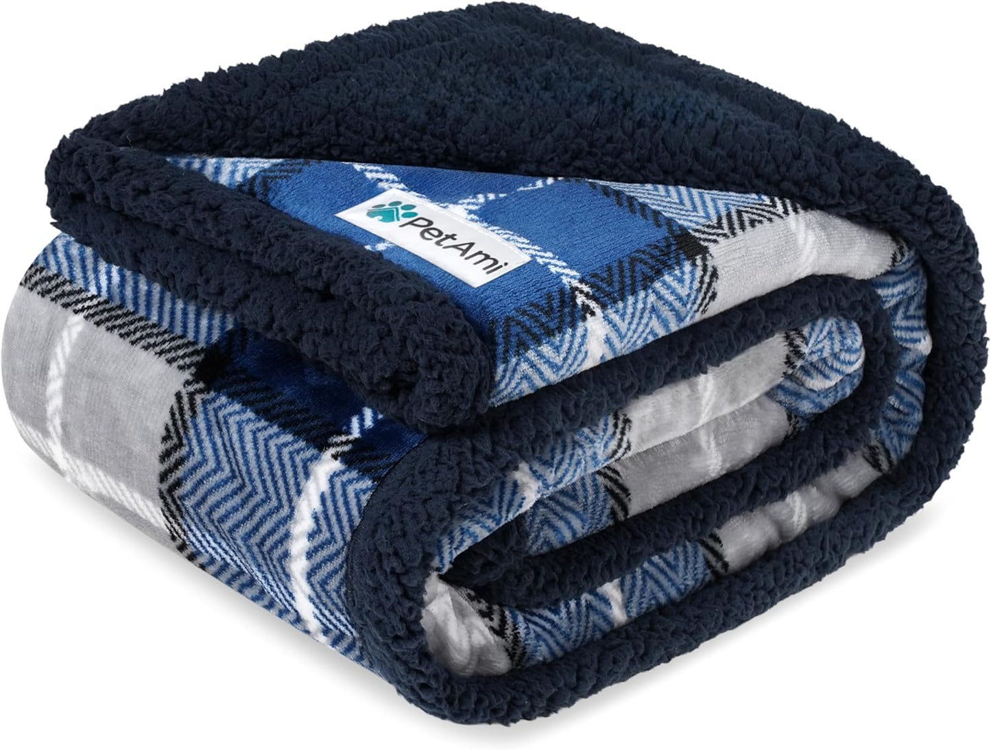 Waterproof Dog Blanket for Small Puppy Cat, 29X40, Plaid Light Grey | 460 GSM Sherpa Fleece Reversible, Pee Proof Pet Blanket, Furniture Protector Cover for Couch Sofa Kennel Crate, Washable