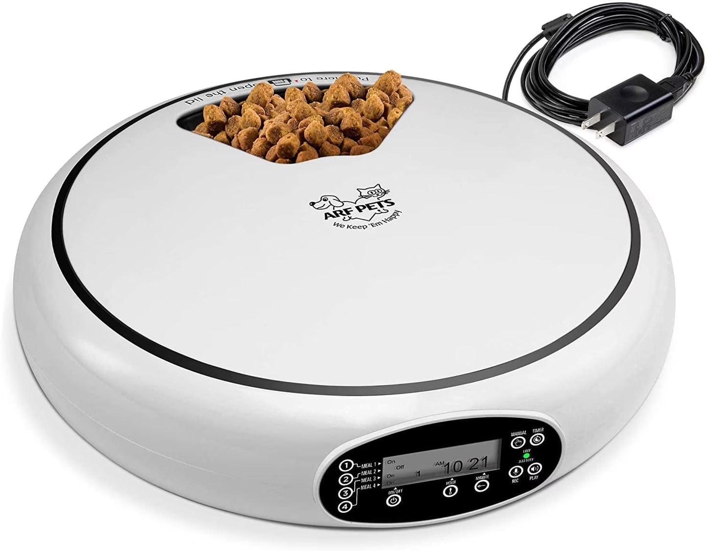 Automatic Pet Feeder 5 Cup Capacity with Programmable Timer, Portion Control, Dishwasher-Safe Tray for Small Dogs & Cats