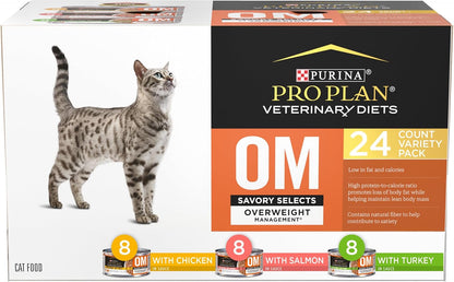 Purina Pro Plan Vet OM Wet Cat Food Variety Pack - 24 Cans (5.5 Oz Each) for Optimal Health
