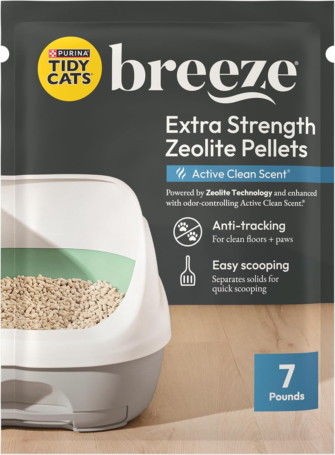 Scented Litter Pellets, Breeze Enhanced Refill Litter Pellets in Recyclable Box - (4) 7 Lb. Bags